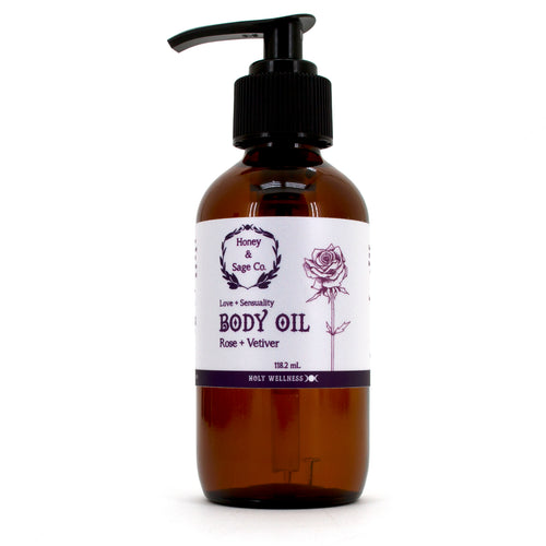 Body Oil: Rose + Vetiver, Body Oil - Honey & Sage 