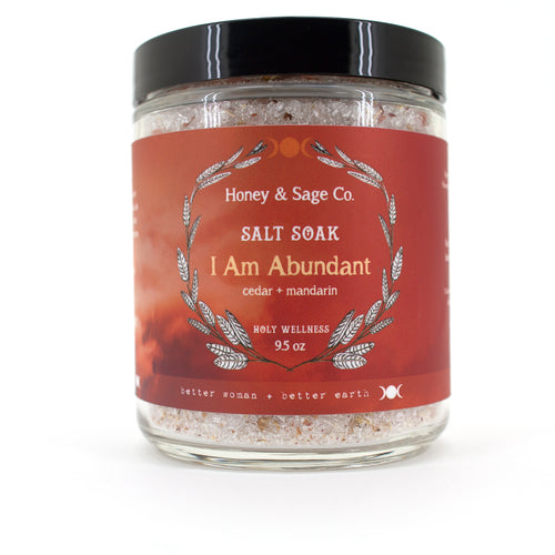 I Am Abundant Salt Soak, Bath Salts - Honey & Sage 