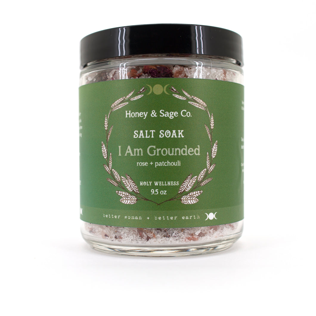 I Am Grounded Salt Soak, Bath Salts - Honey & Sage 