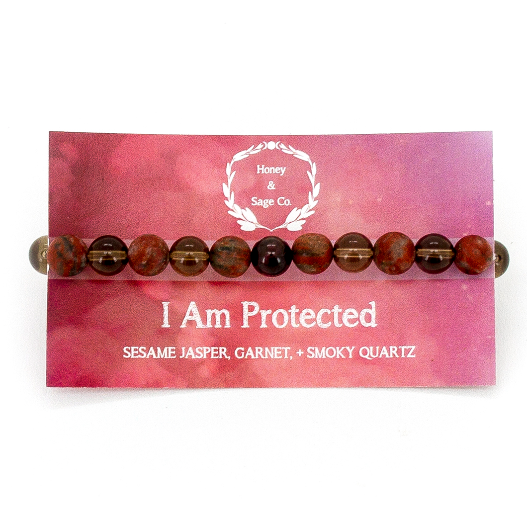 Mala Bracelet: I Am Protected, Mala - Honey & Sage 
