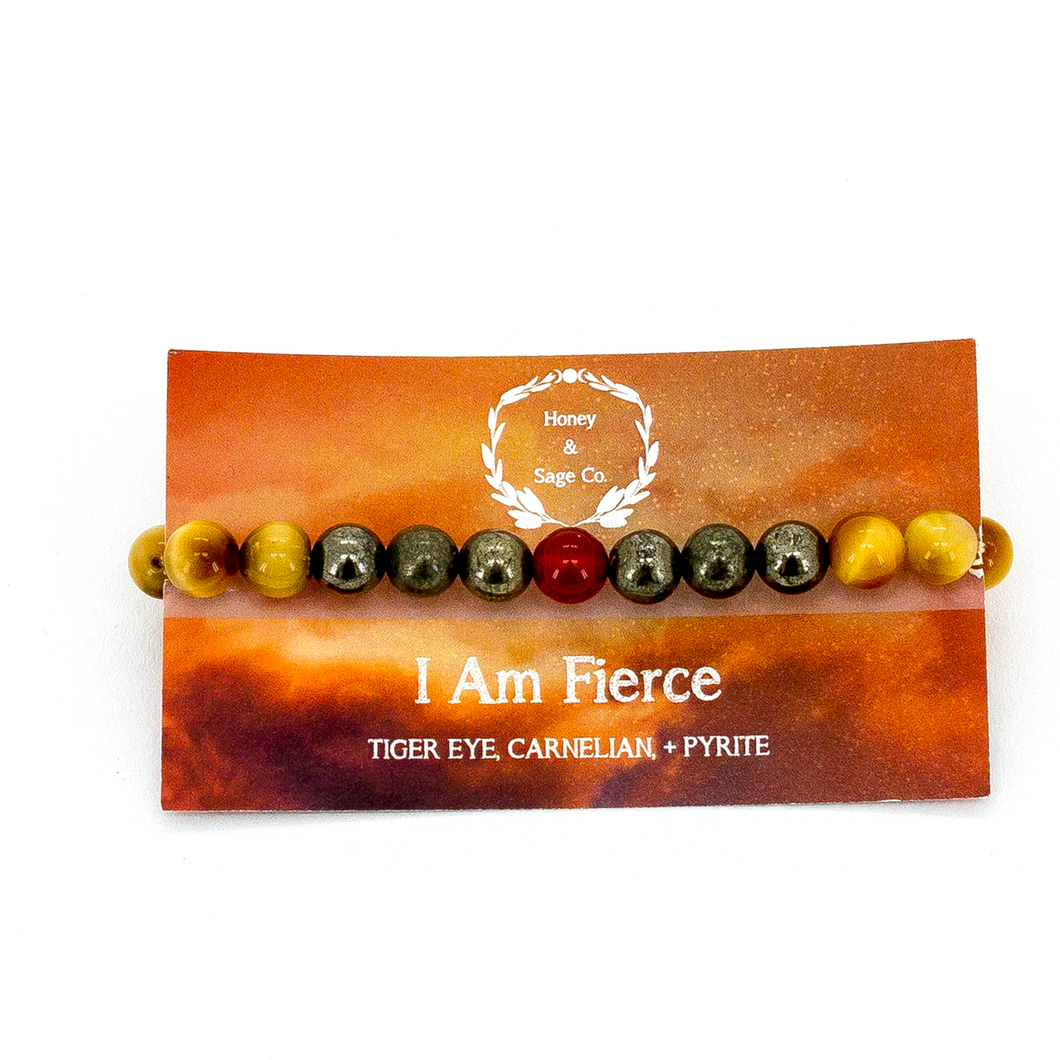 Mala Bracelet: I Am Fierce, Mala - Honey & Sage 